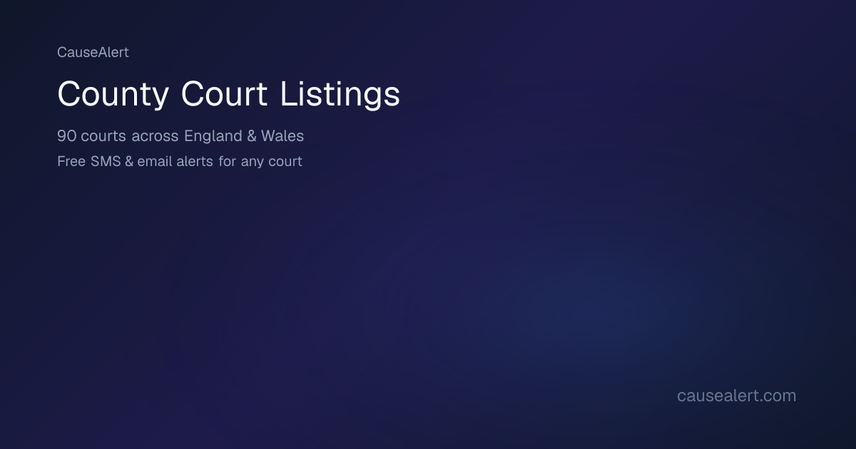 County Court Listings Today — Tuesday, 4 August 2026 | All 90 Courts ...
