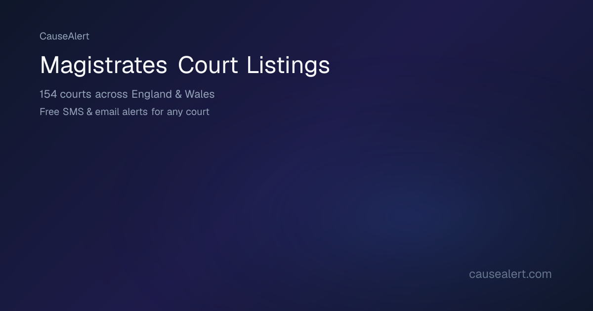 Magistrates Court Hearing List — Tuesday, 4 August 2026 | All 154 ...